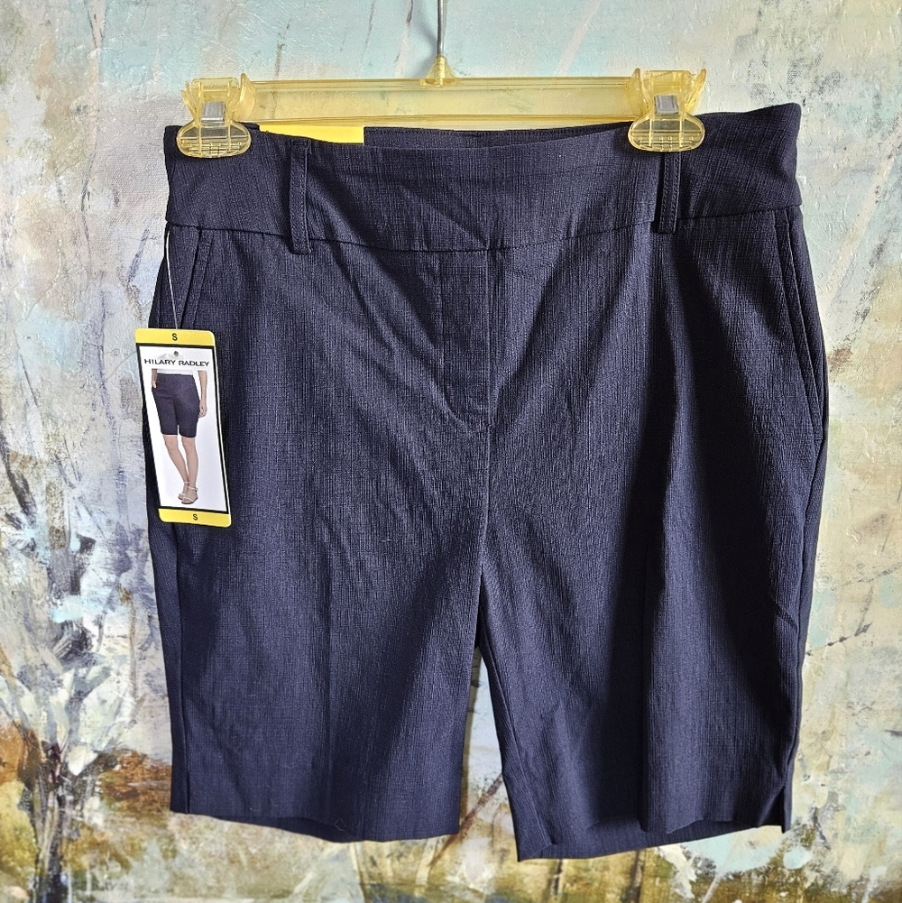 Hilary Radley Navy Mid-rise Stretch Bermuda Shorts W's Sz S NWT